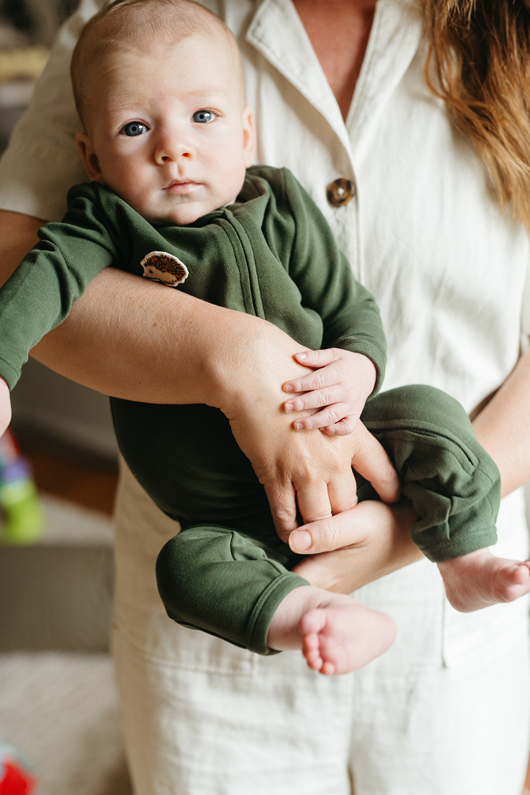 Dark Green Brushed Zipper Pajama