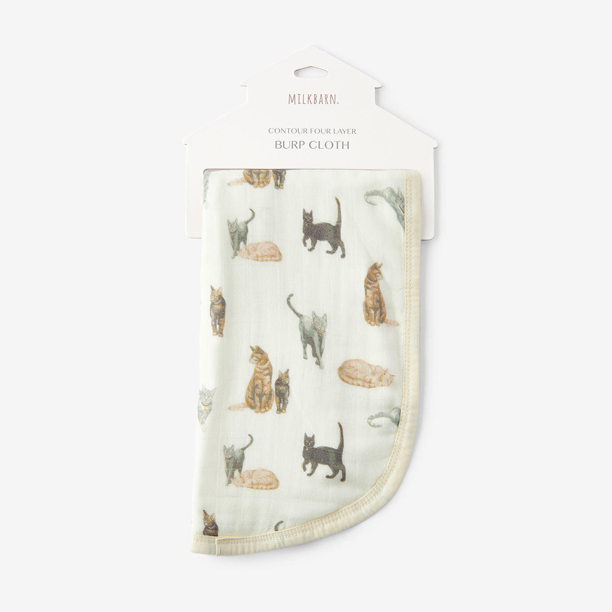 Cat Contour Four Layer Burp Cloth