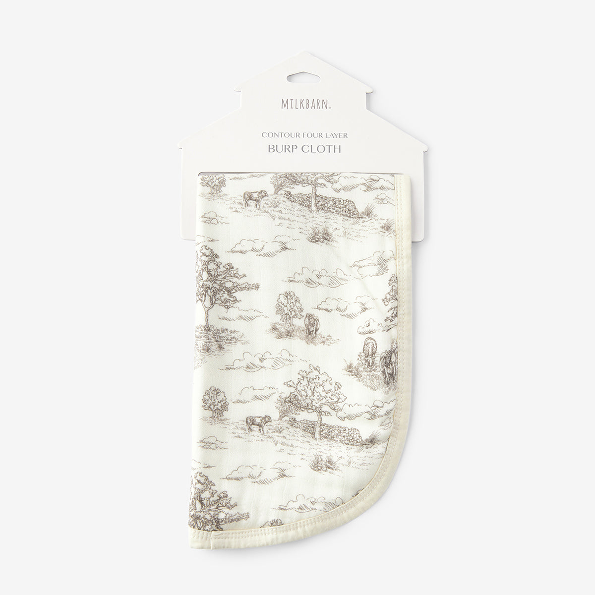 Country Toile Contour Four Layer Burp Cloth