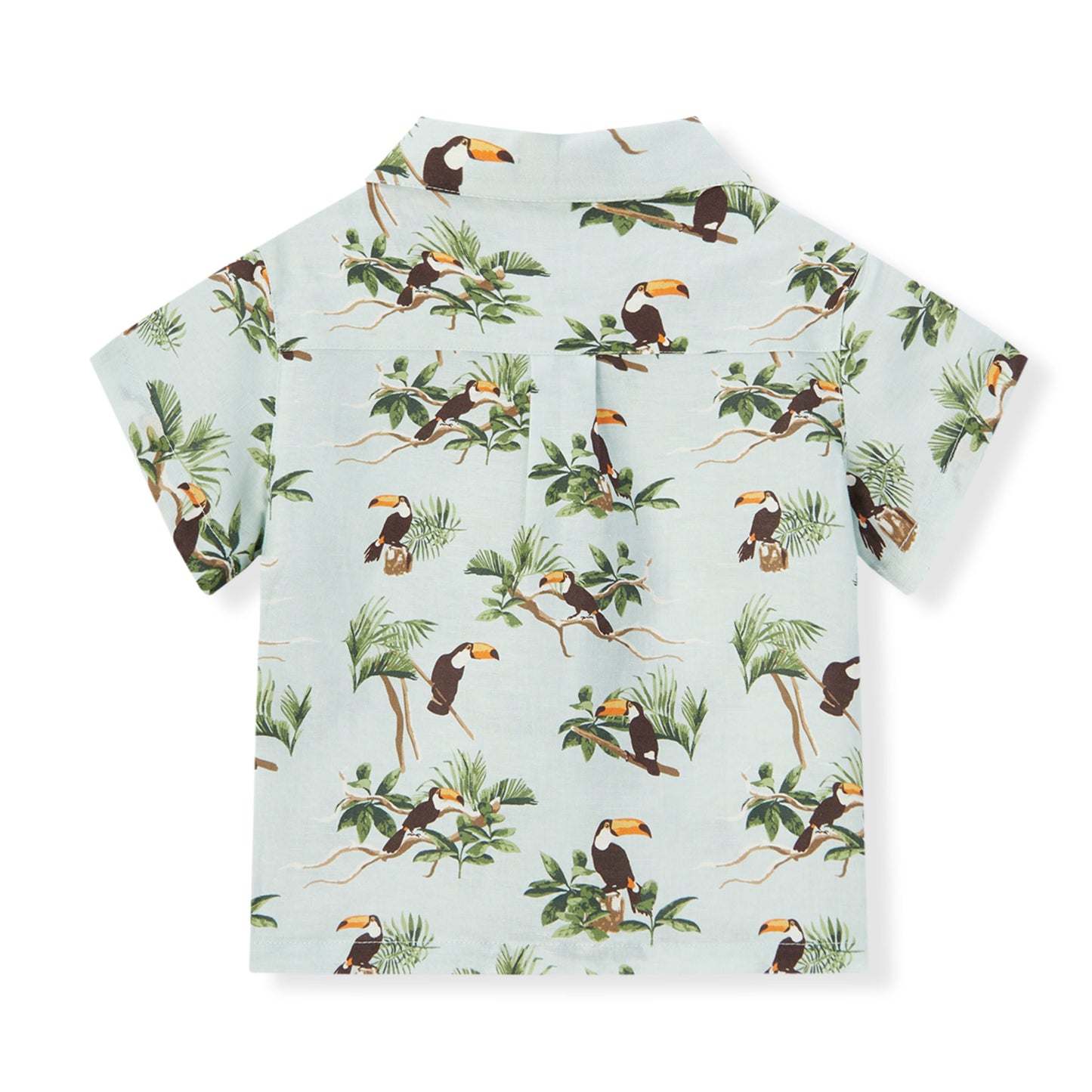 Blue Sky Toucan Linen Button-Up Shirt and Shorts Set