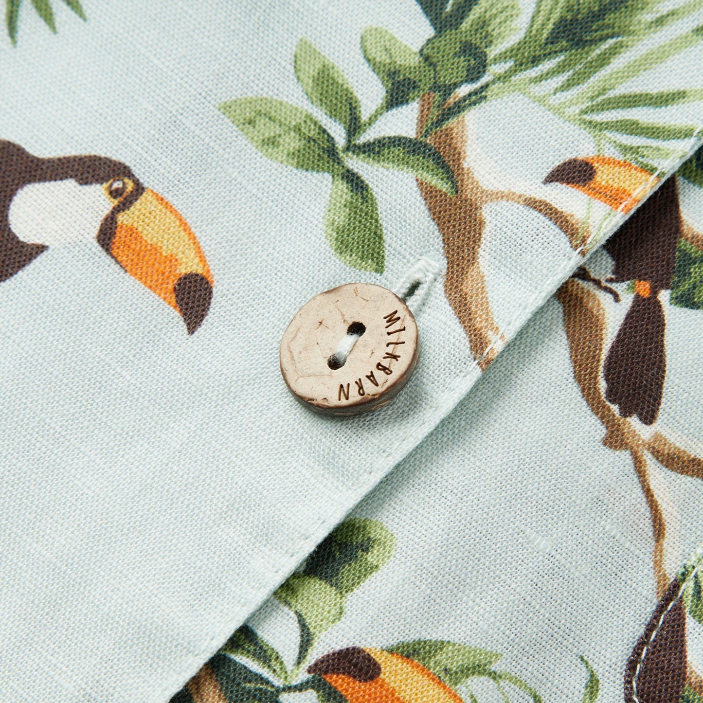 Blue Sky Toucan Linen Button-Up Shirt and Shorts Set
