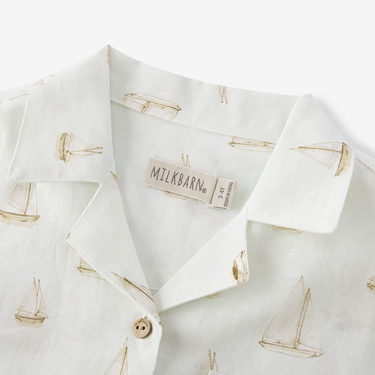 sailboat melody linen button up shirt and shorts set