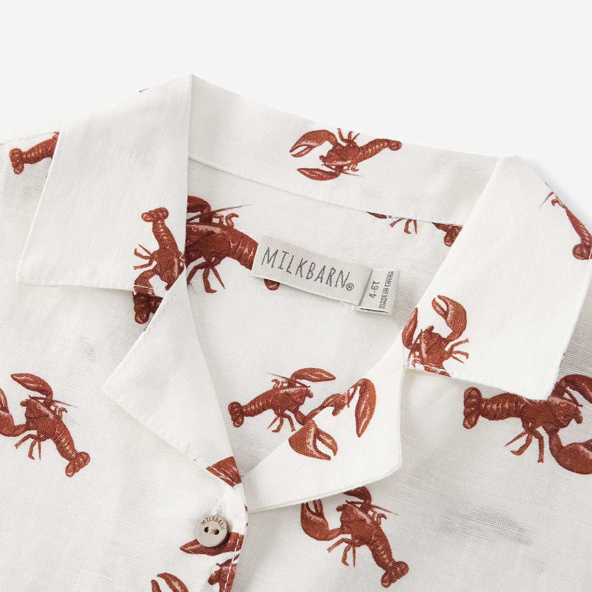 cream lobster linen button up shirt and shorts set