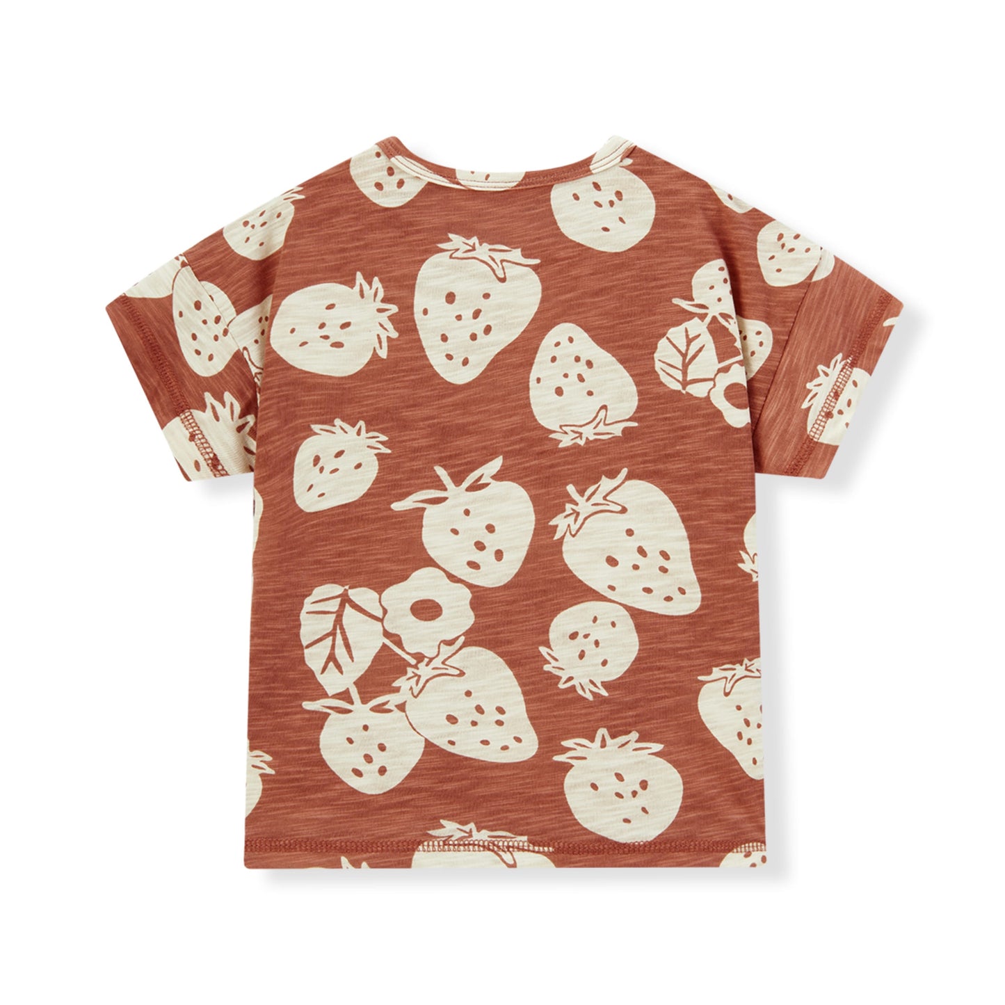 Strawberry Silhouette Slub Cotton Pocket Tee