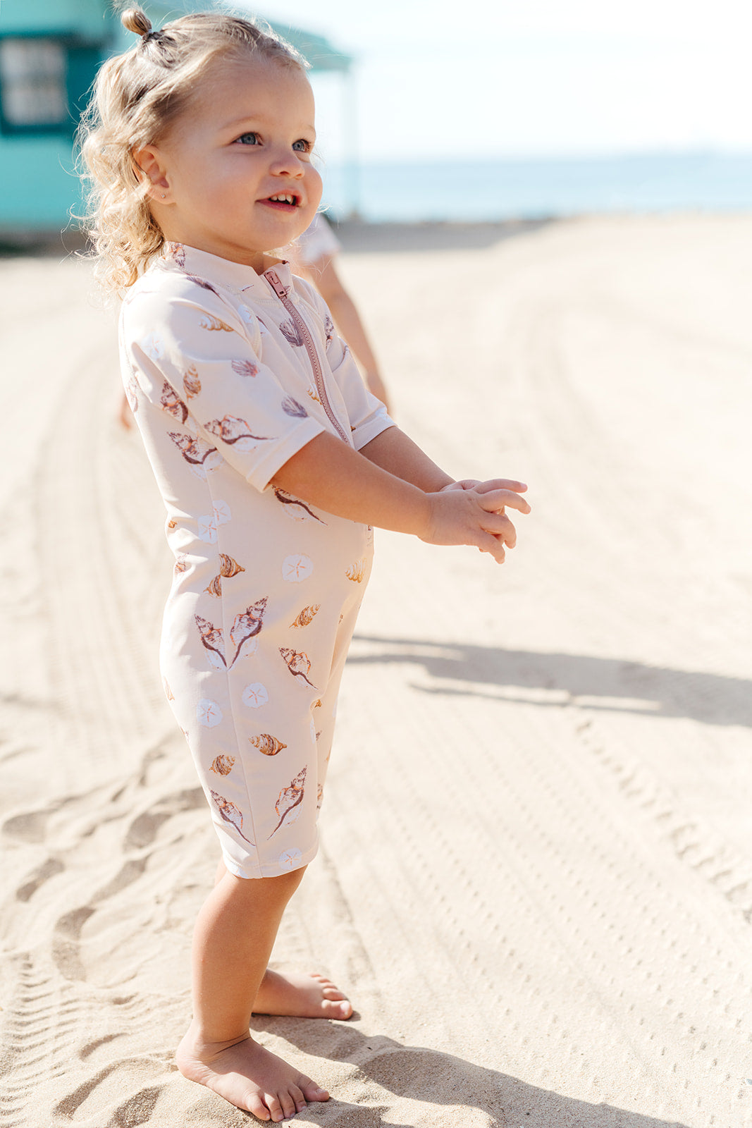 Coastal Crab Zipper Short Sleeve Shortall Swimsuit