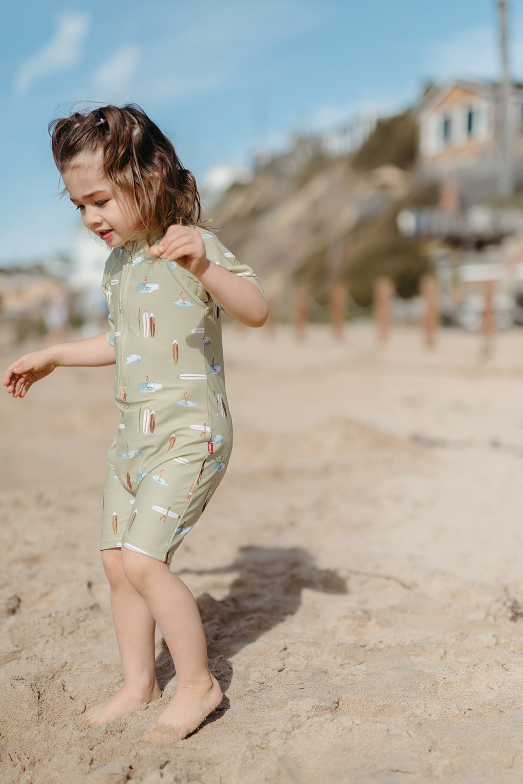 Coastal Crab Zipper Short Sleeve Shortall Swimsuit
