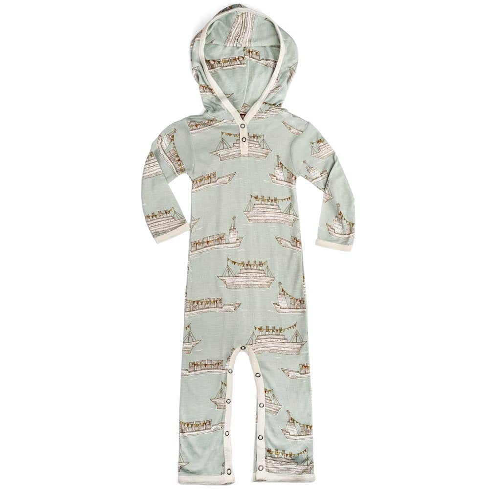 Bamboo Baby Hooded Romper or Jumpsuit in the Lion Print by Milkbarn Kids