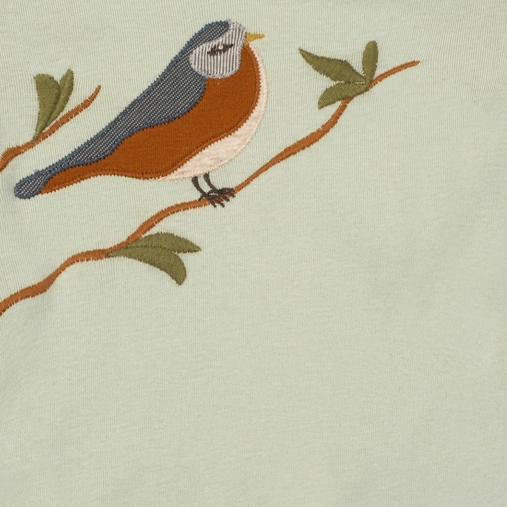 Blue Bird Applique Long Sleeve One Piece Detail by Milkbarn Kids