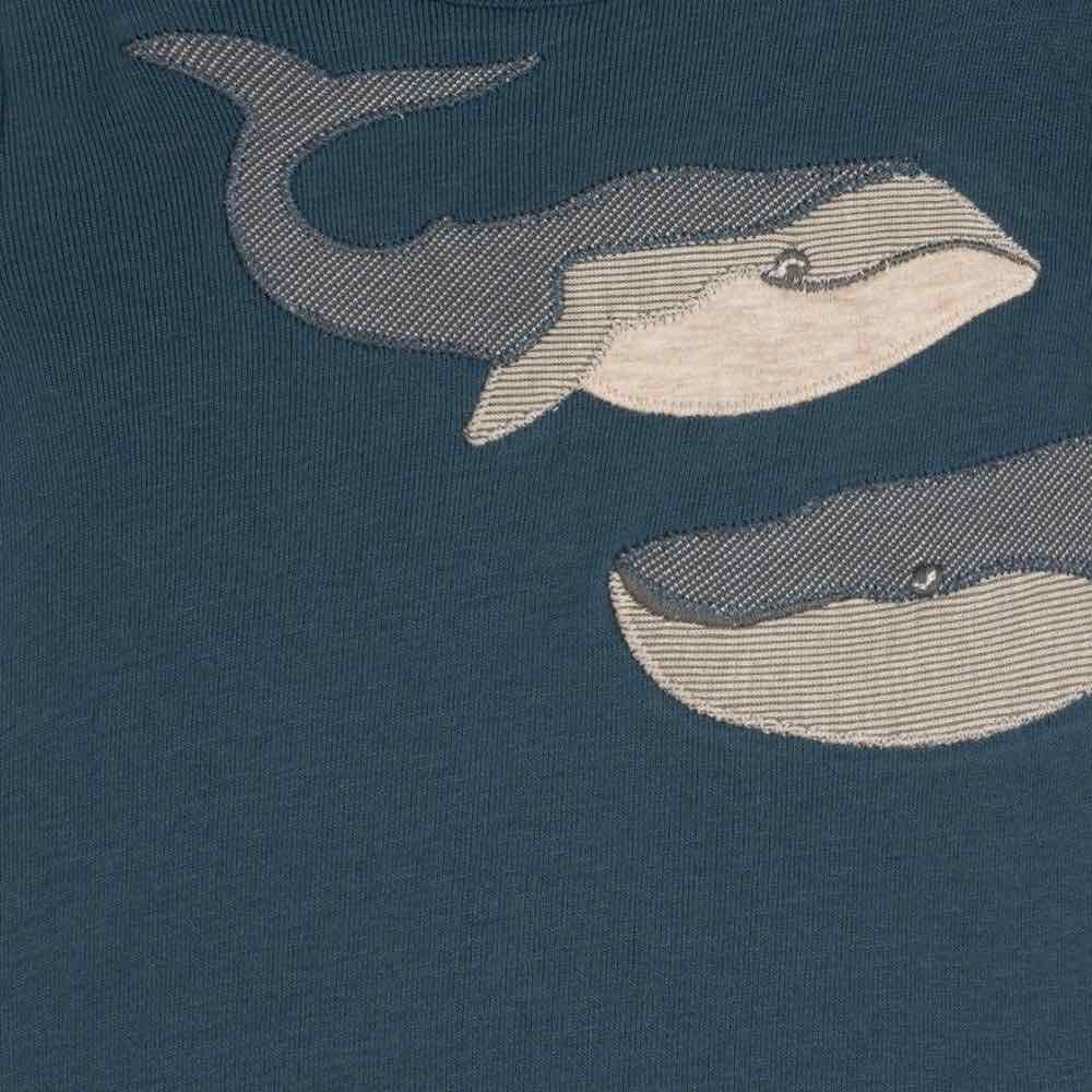 Blue Whale Organic Cotton Applique One Piece Detail by Milkbarn Kids