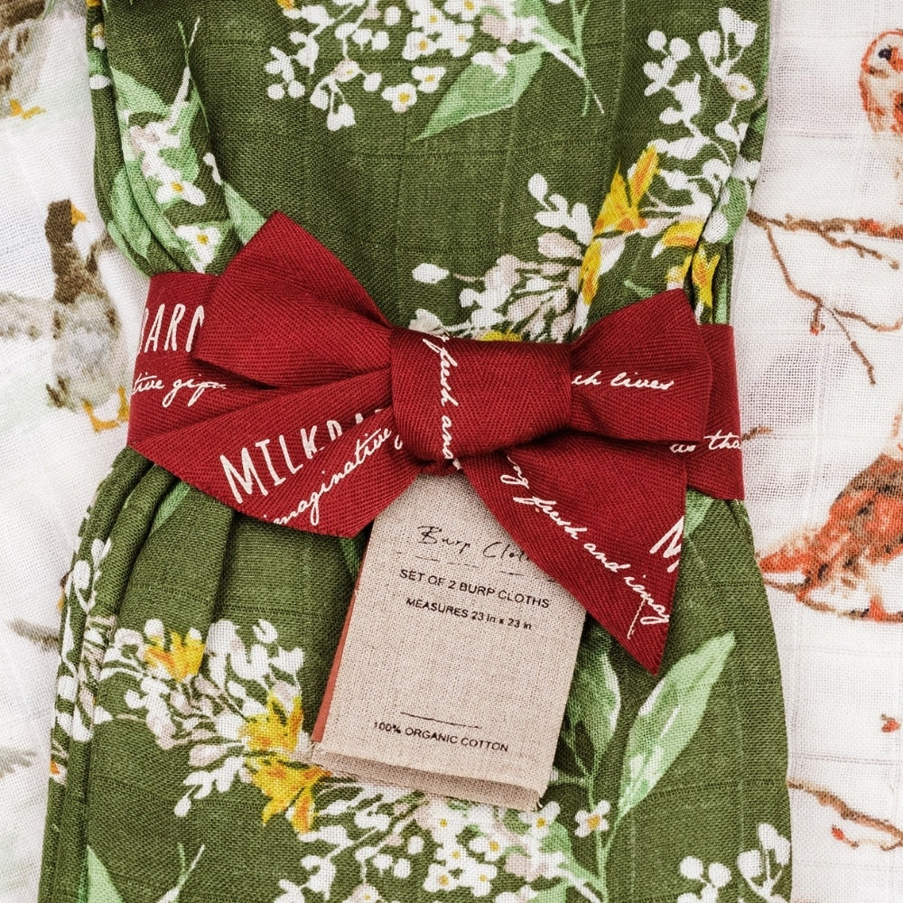 Milkbarn Kids Organic Woven Cotton Burp Cloths baby Home Nursery in Vintage Floral fabric Other View