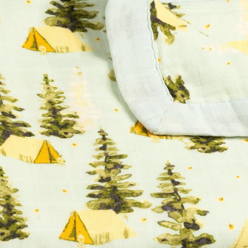 Camping Big Lovey Muslin Blanket Folded Detail