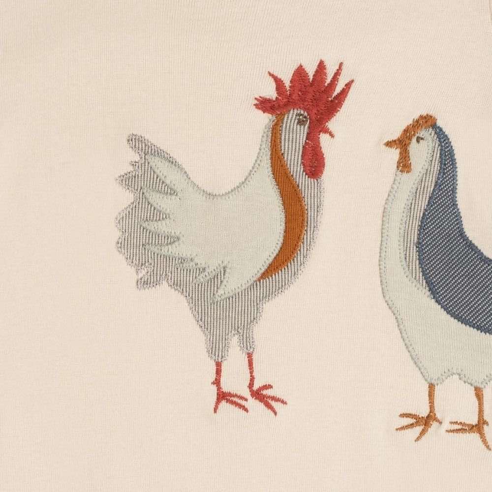 Chicken Organic Cotton Applique One Piece Detail by Milkbarn Kids