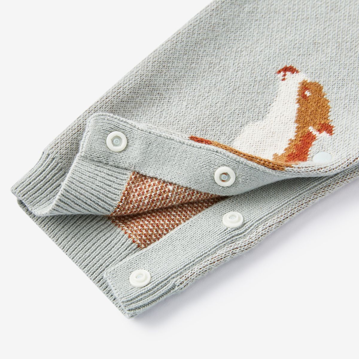 Fox Knit Snap Button Sleeve Detail