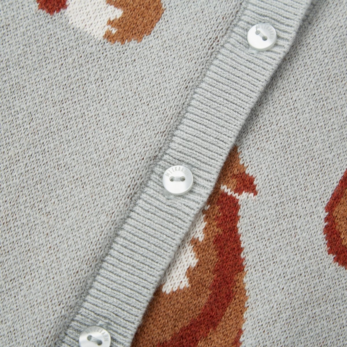 Fox Knitted Birdseye Jacquard Cardigan Button Detail