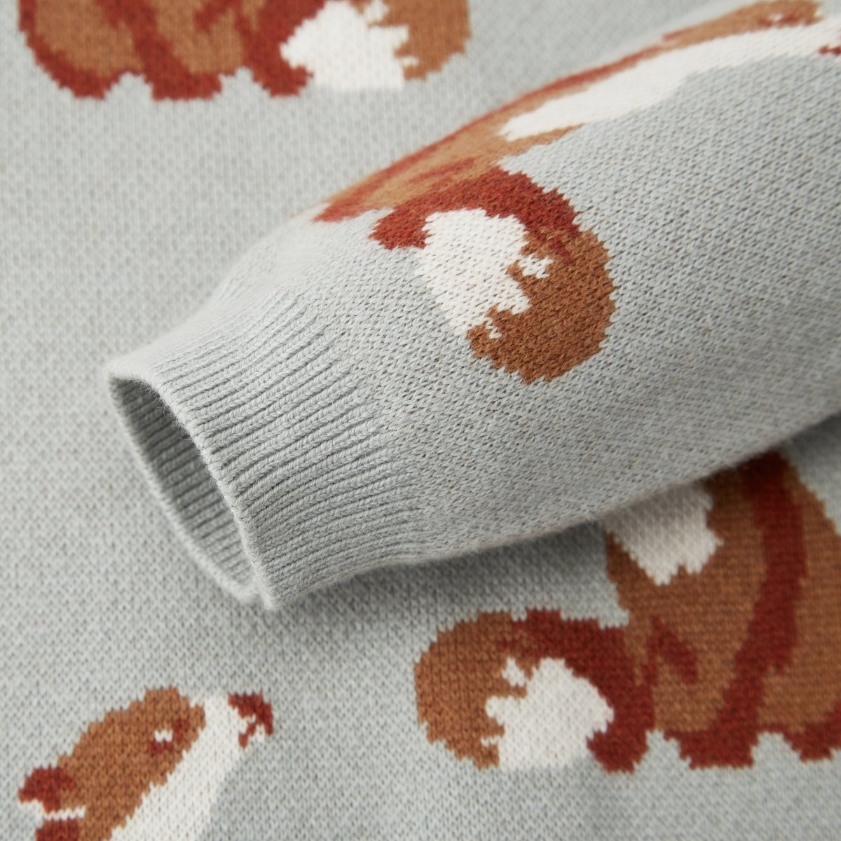 Fox Knitted Birdseye Jacquard Cardigan Sleeve Cuff Detail