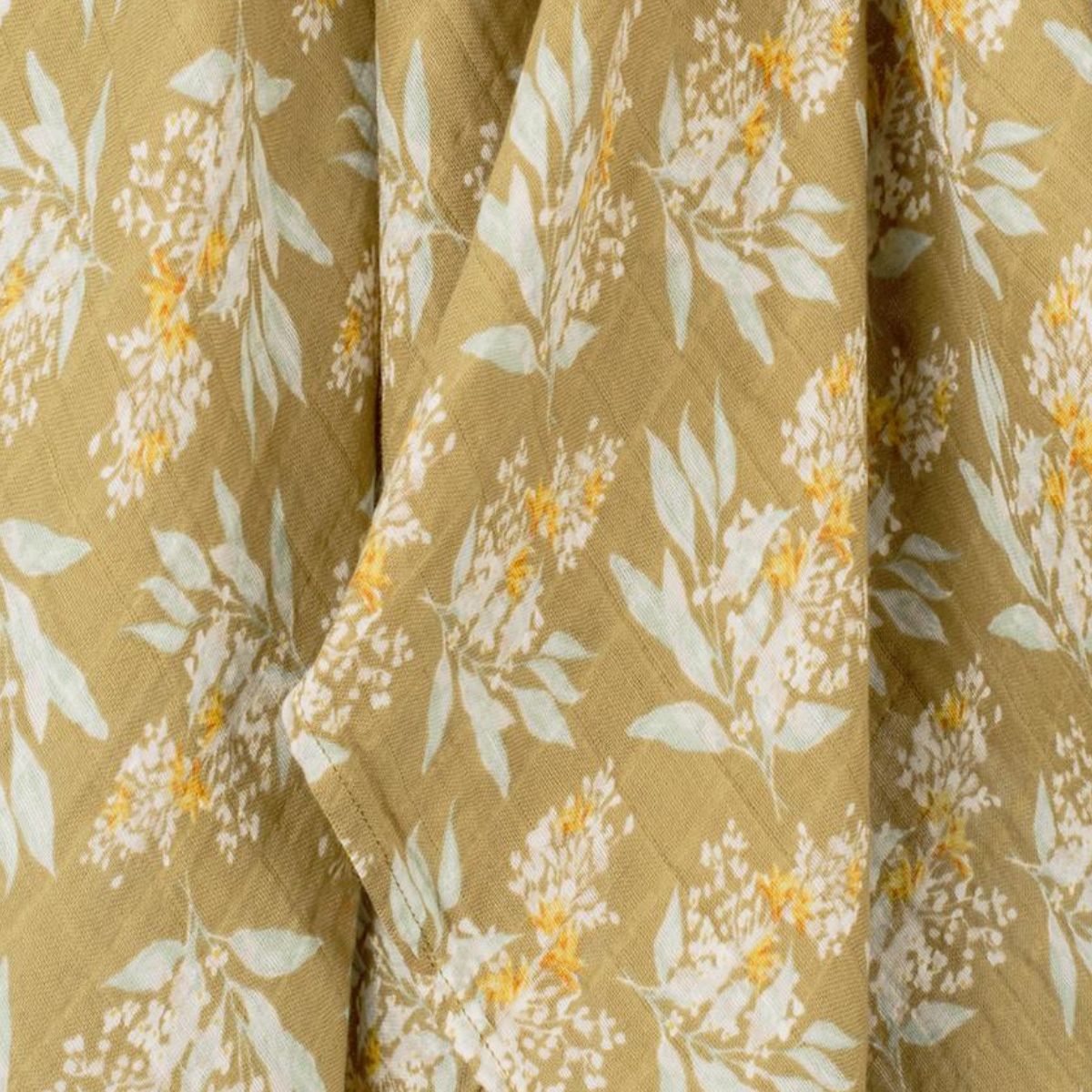 Gold Floral Organic Burp Cloths Detail