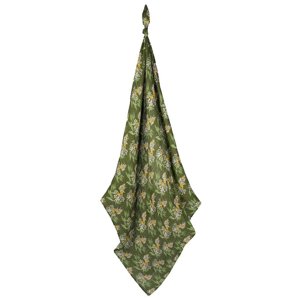 Milkbarn Green Floral bamboo swaddle blanket, breathable bamboo and cotton baby swaddle for sensitive skin