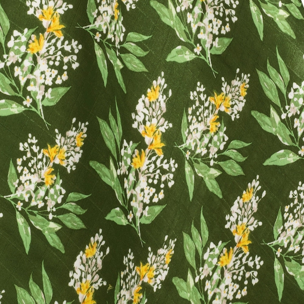 Green Floral Muslin Big Lovey Unfolded Detail by Milkbarn Kids