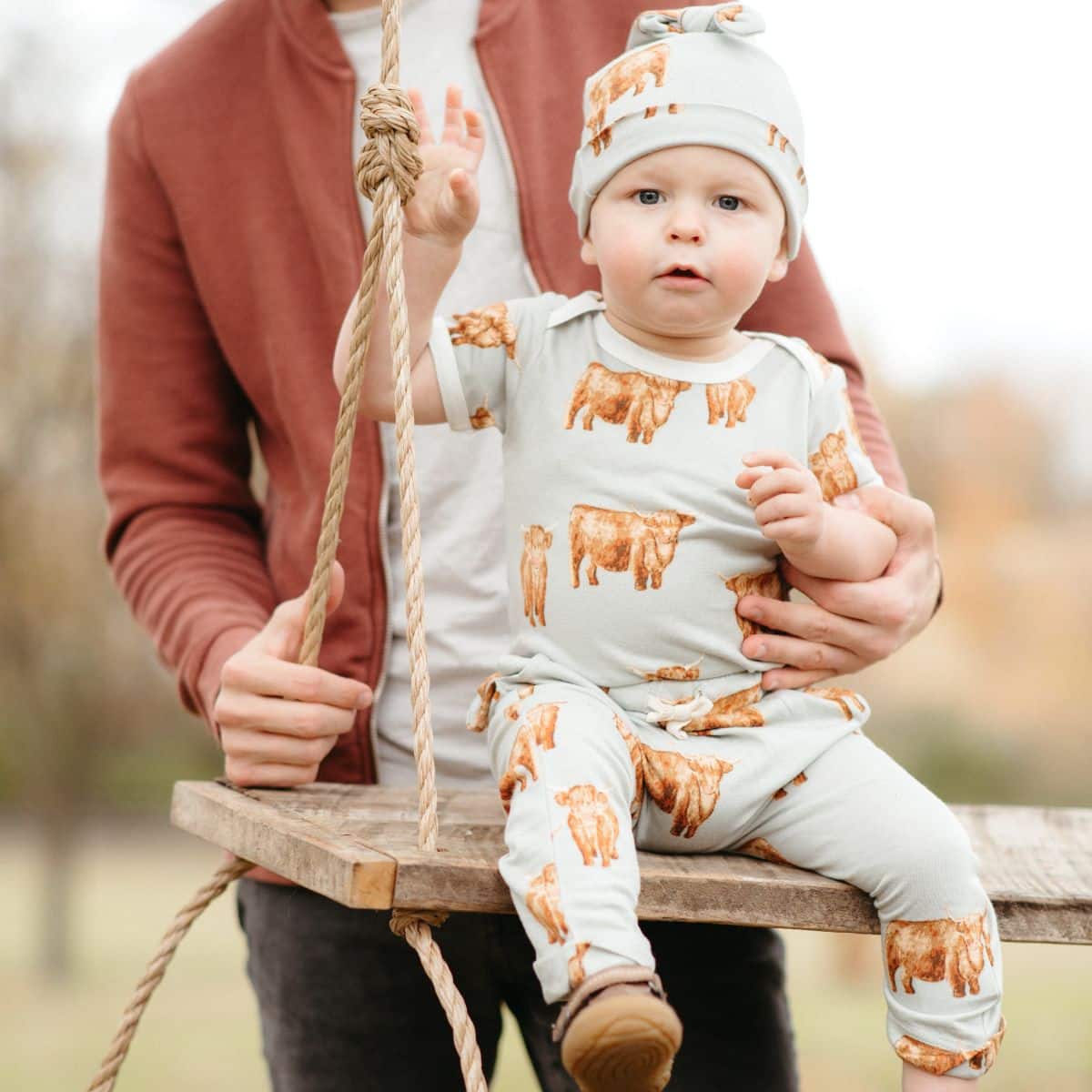Highland Cow Bamboo Jogger Pants, One Piece and Knotted by Milkbarn