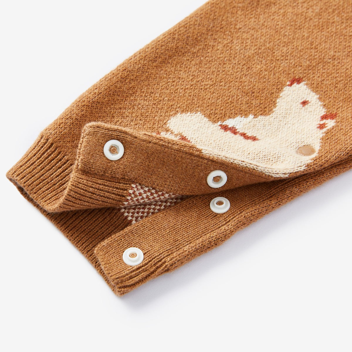 Honey Bear Cashmere Knitwear Snap Button Cuff Detail