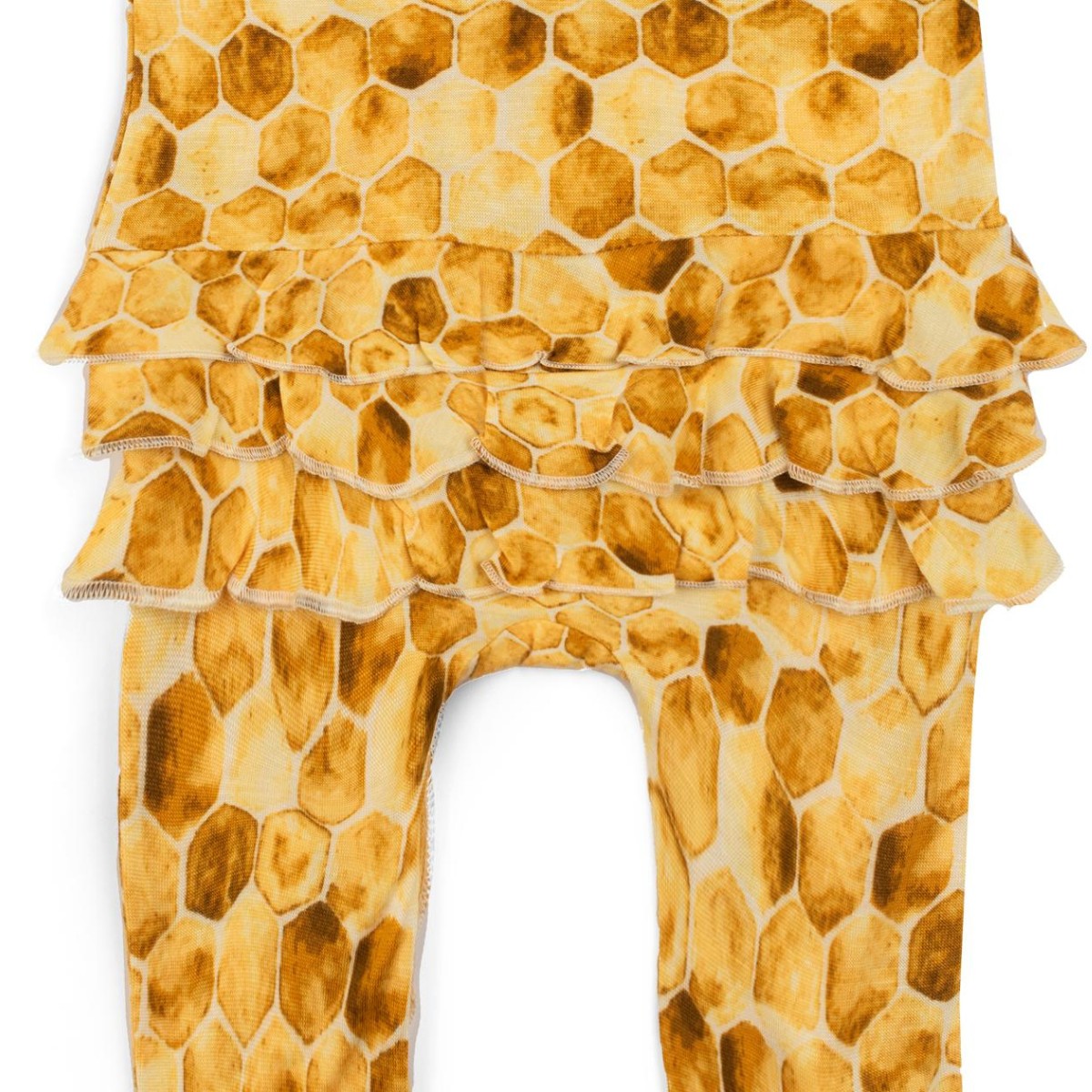 Honeycomb Ruffle Zipper Footed Romper with Ruffle Detail