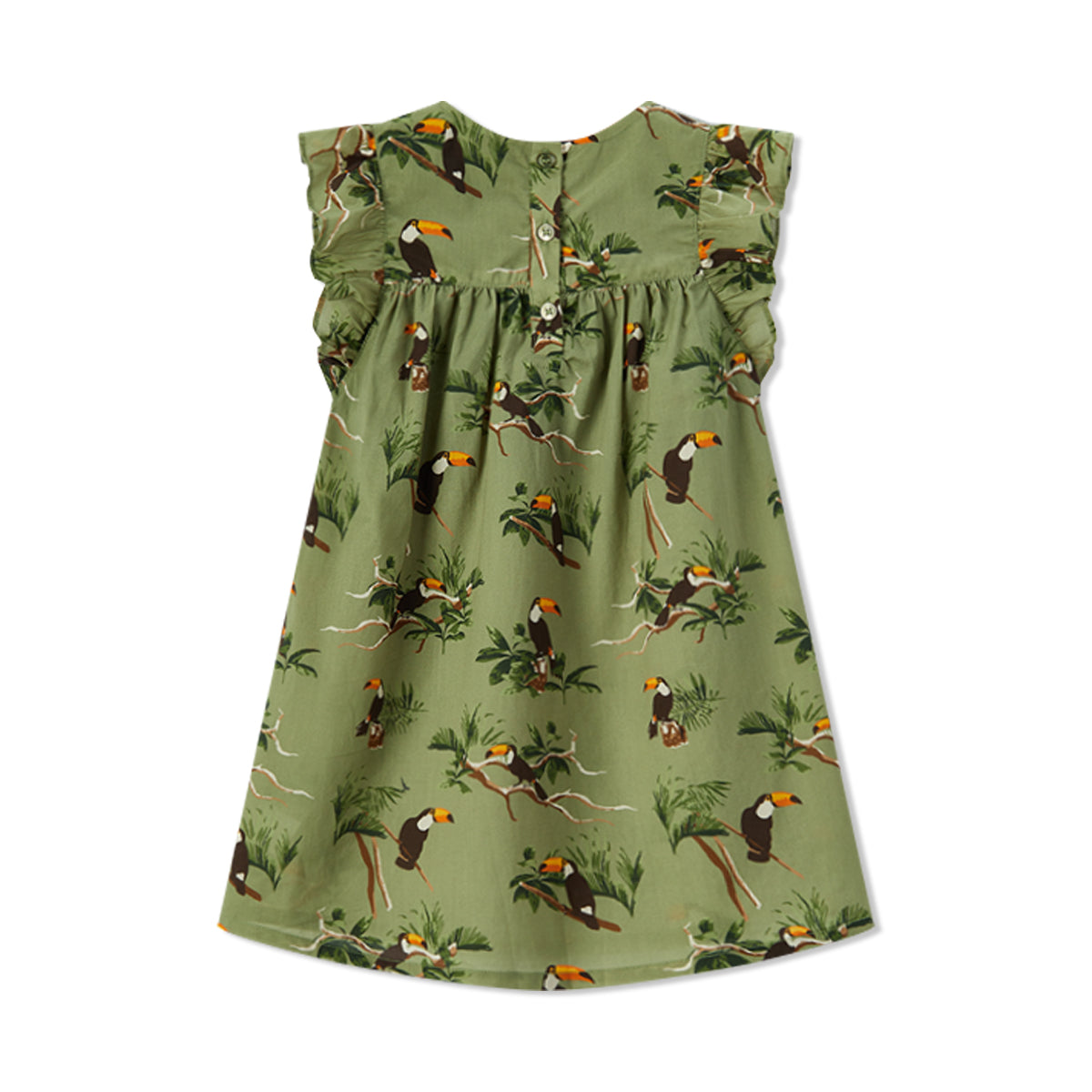 Toucan Butterfly Ruffle Dress