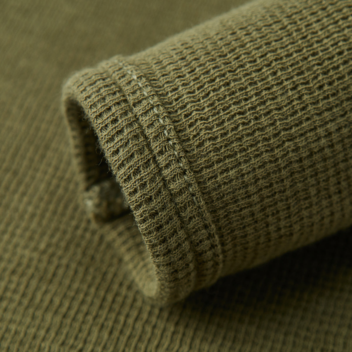 Olive Waffle Zipper Footed Romper