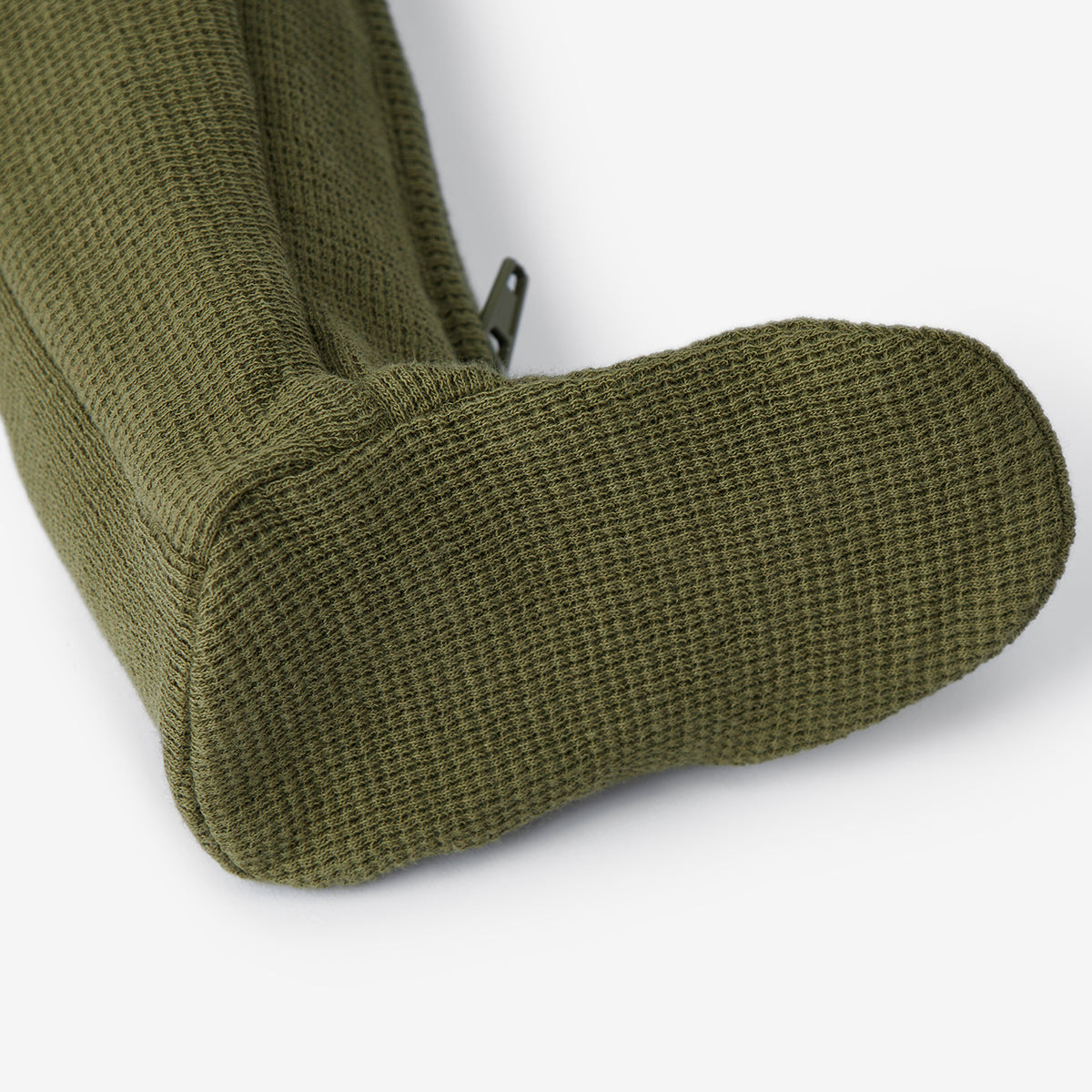 Olive Waffle Zipper Footed Romper