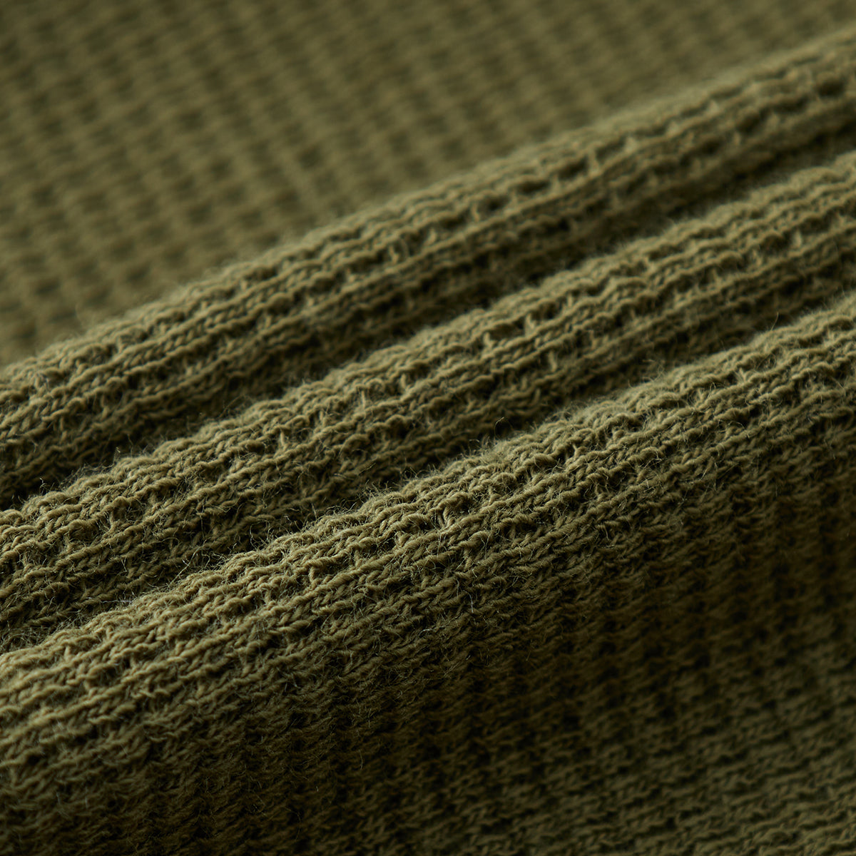 Olive Waffle Zipper Footed Romper