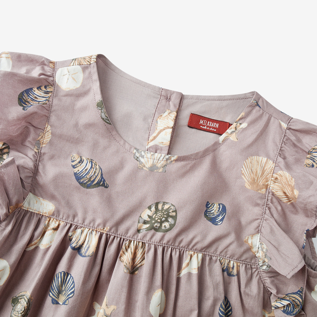 Purple Seashells Butterfly Ruffle Dress