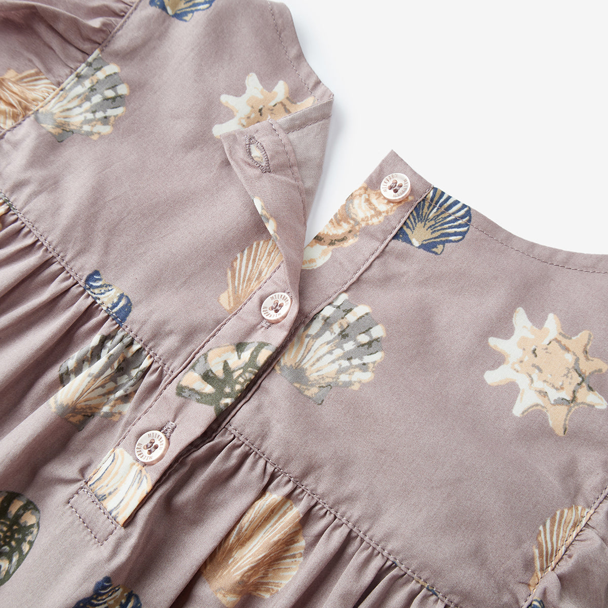 Purple Seashells Butterfly Ruffle Dress