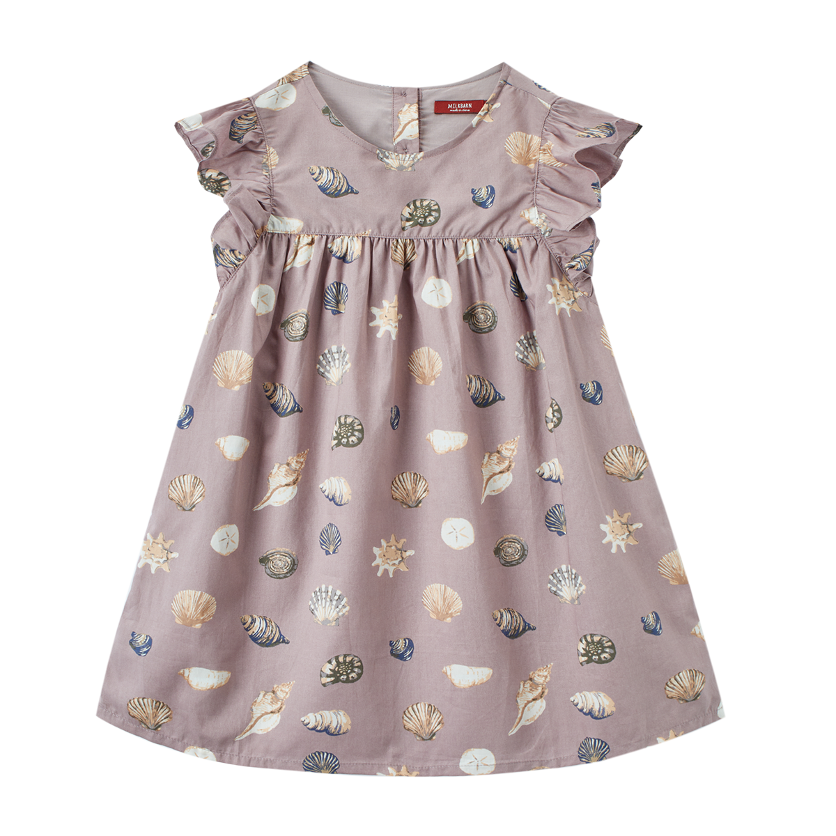 Purple Seashells Butterfly Ruffle Dress