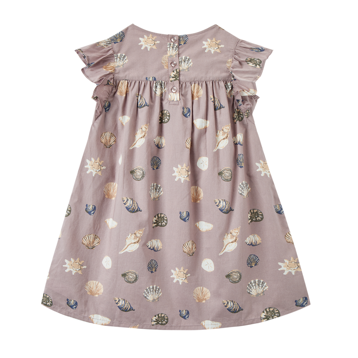 Purple Seashells Butterfly Ruffle Dress