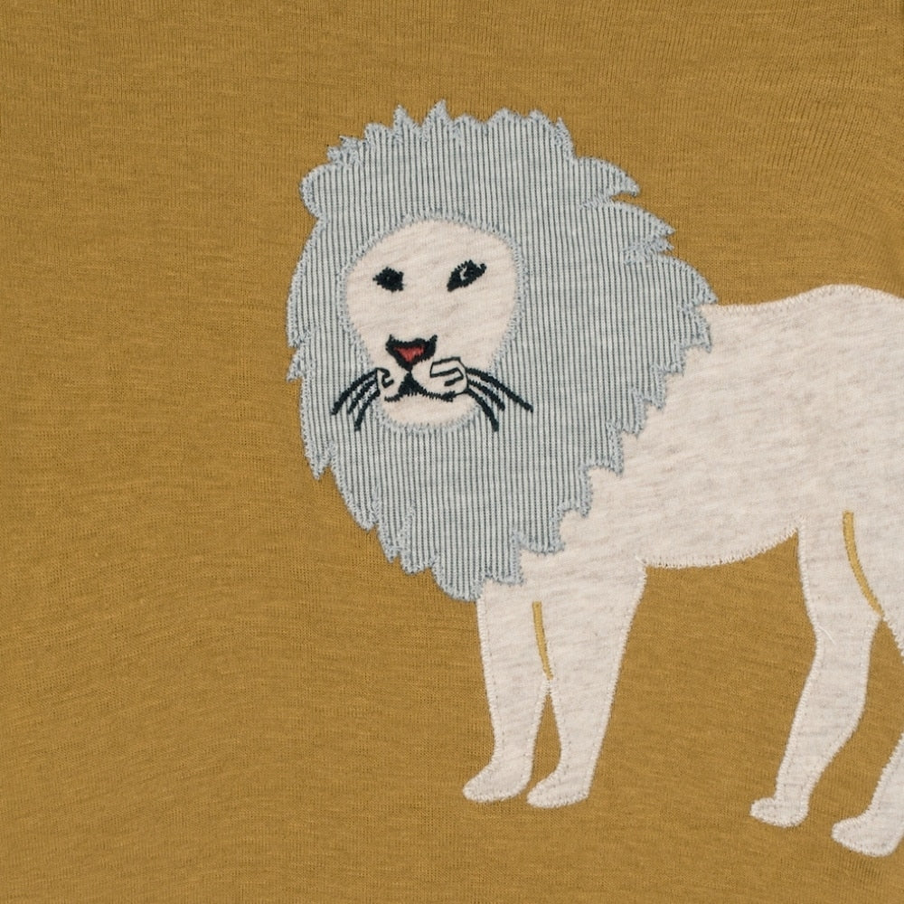 Lion Applique Long Sleeve One Piece Detail by Milkbarn Kids