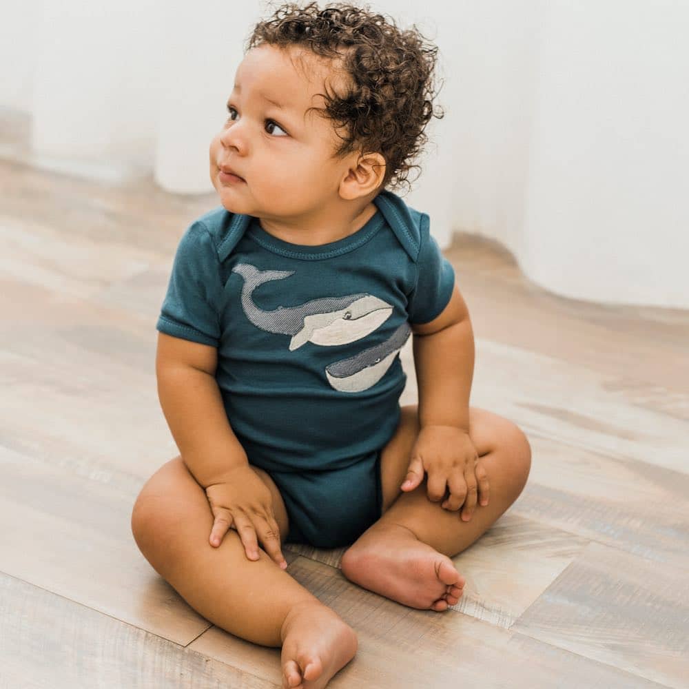 Milkbarn Applique One Piece with the Blue Whale Applique