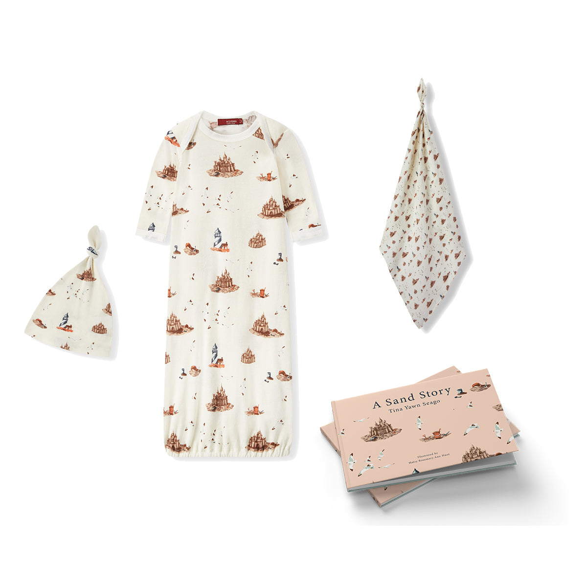 Nursery Gown & Swaddle Bundle: Sandcastle