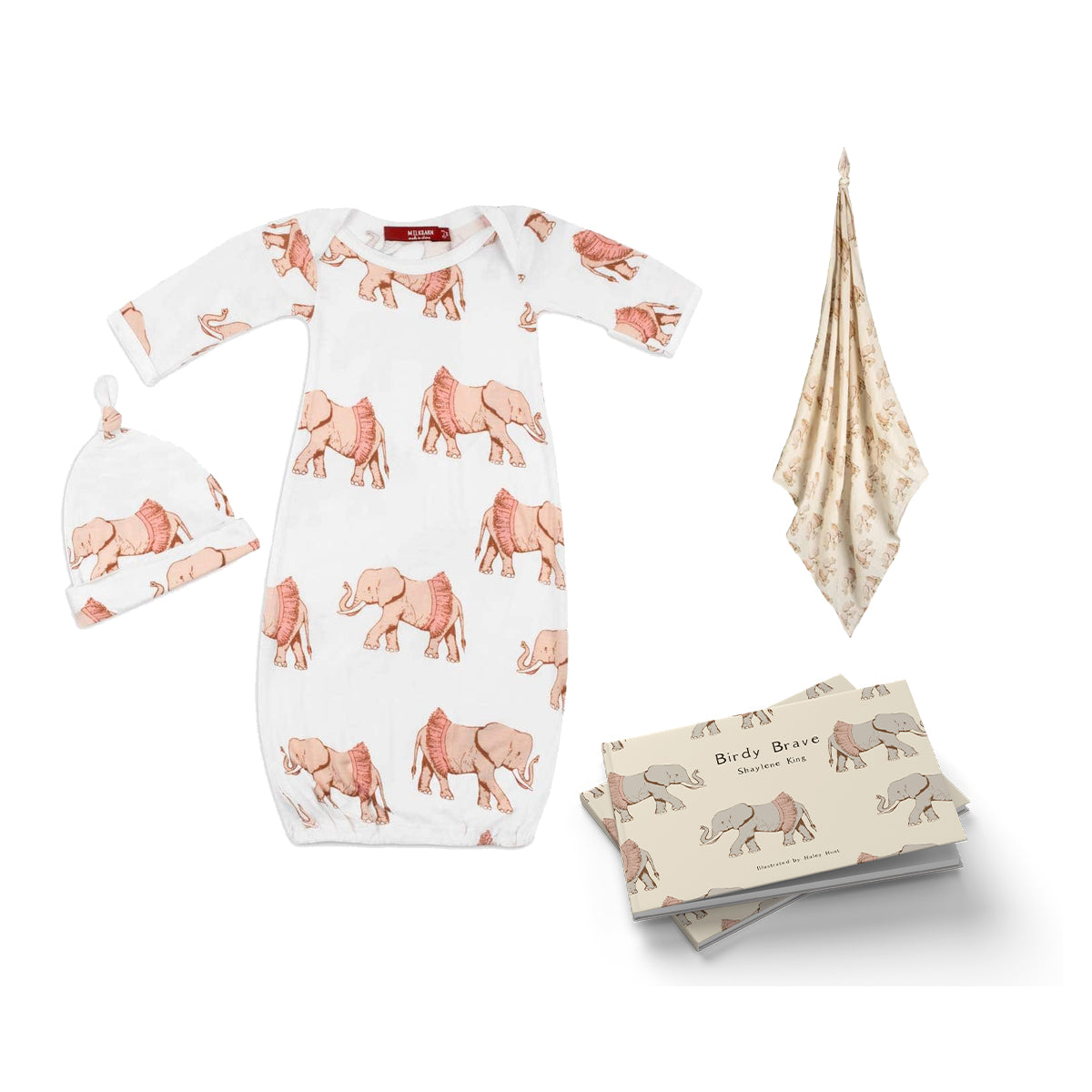 Nursery Gown & Swaddle Bundle: Tutu Elephant