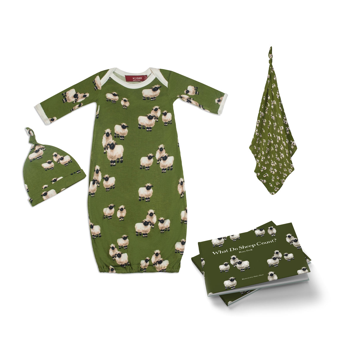 Nursery Gown & Swaddle Bundle: Valais Sheep