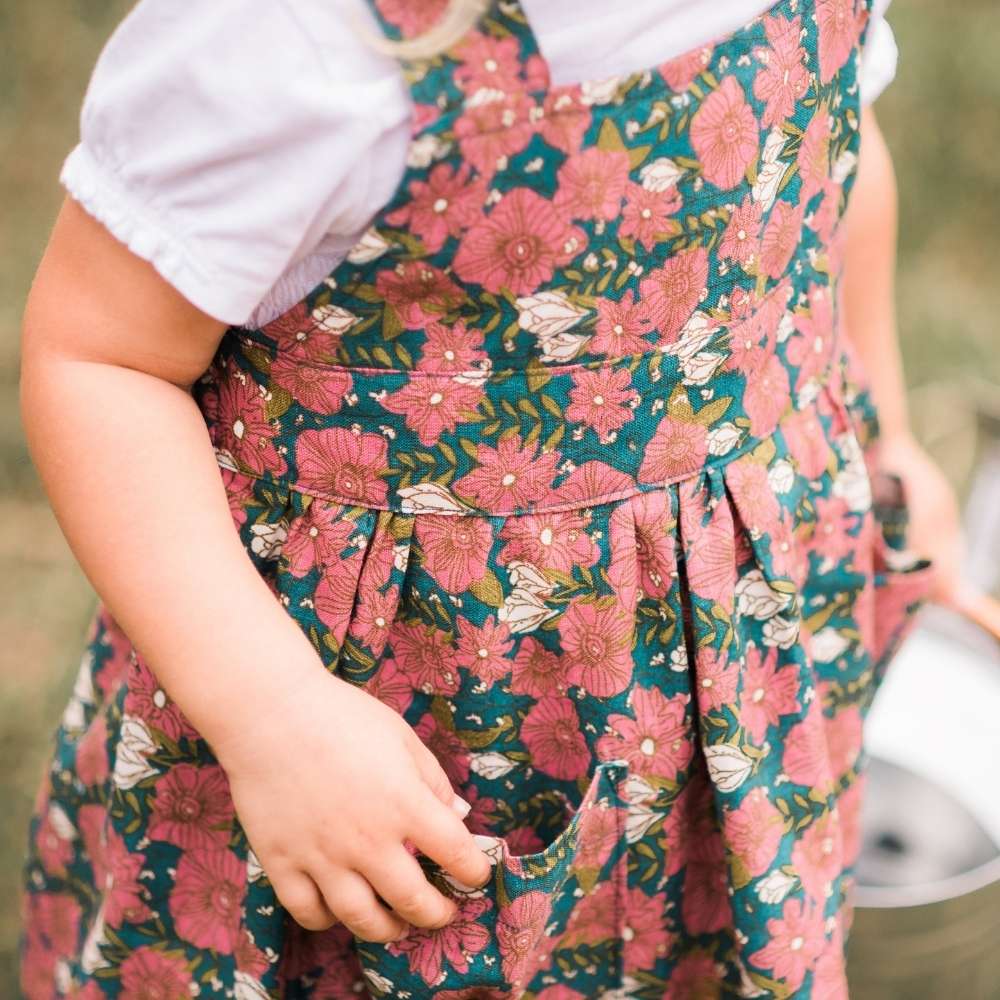 Organic Linen and Cotton Pinafore Apron Close Up