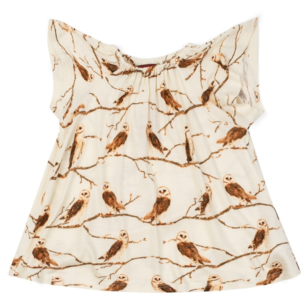 Owl Bamboo Dress Top by Milkbarn Kids