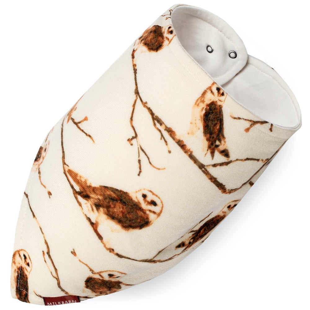 Owl Bamboo Kerchief Bib by Milkbarn Kids