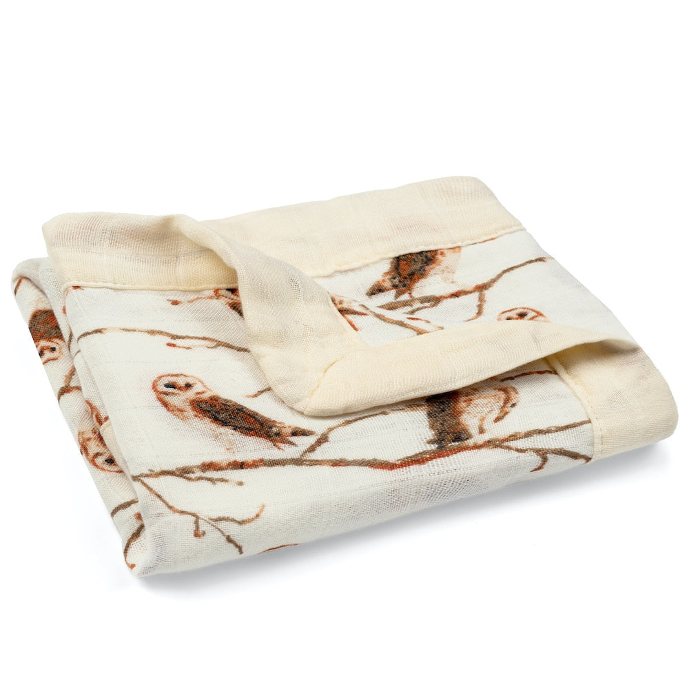 Owl Bamboo and Organic Cotton Mini Lovey Folded by Milkbarn Kids