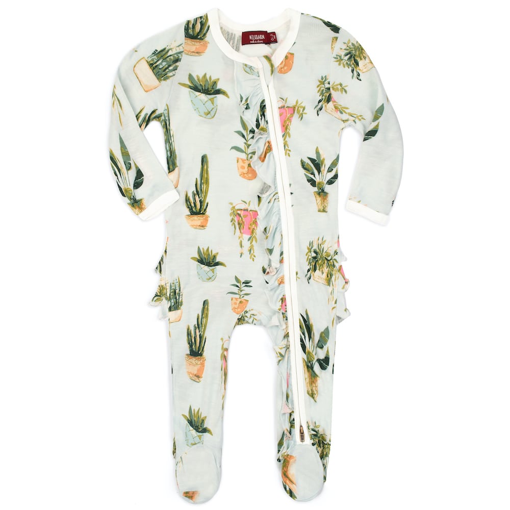 milkbarn potted plants Potted Plants Bamboo Ruffle Zipper Footed Romper – MILKBARN