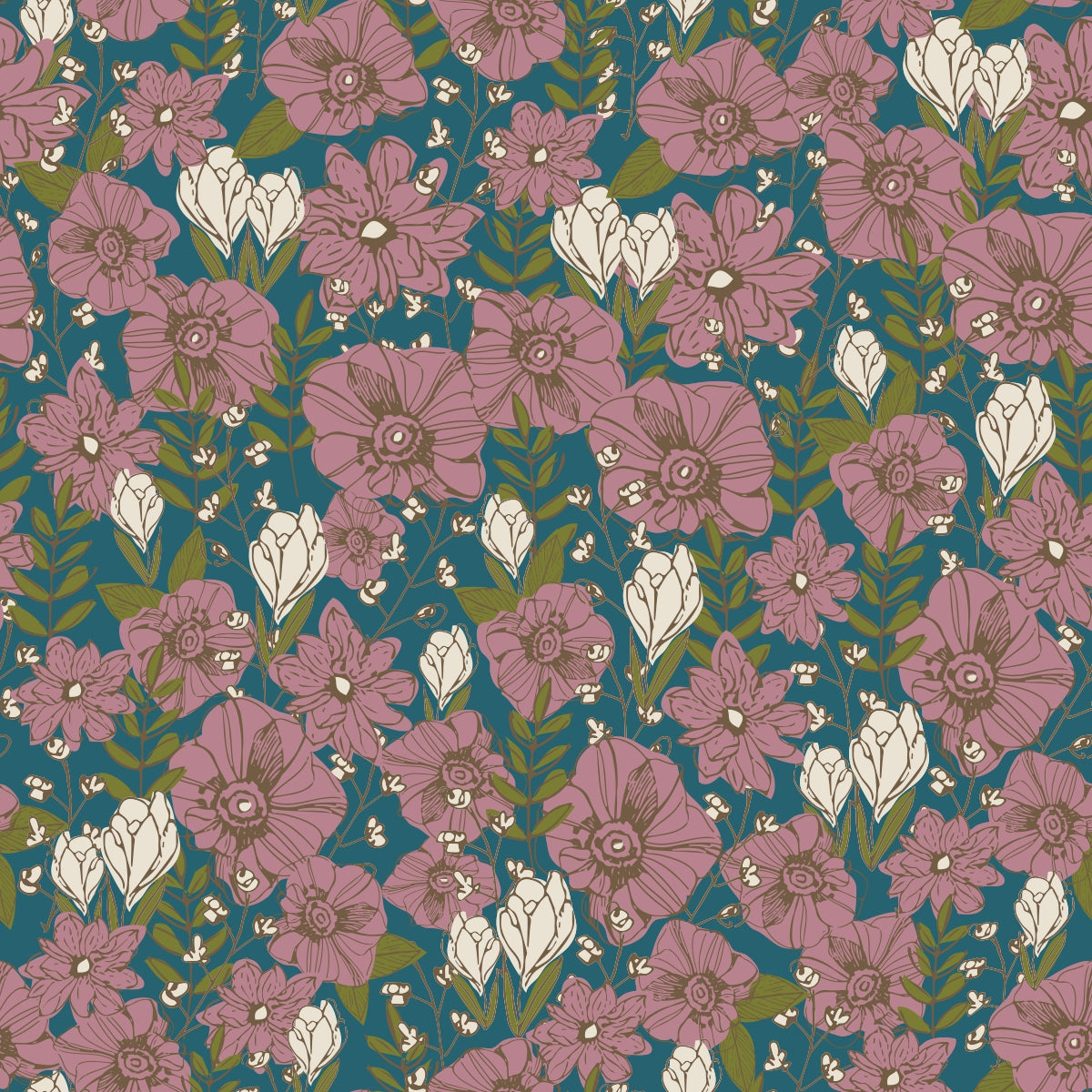 Teal Floral Bamboo Kerchief Bib