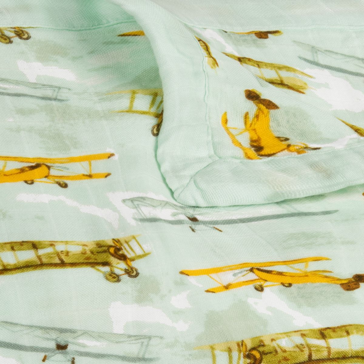 Vintage Planes Big Lovey Muslin Blanket Detail by Milkbarn