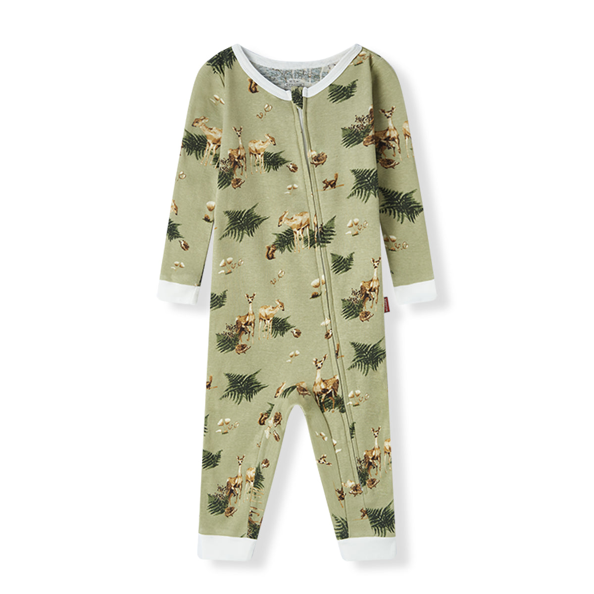 Milkbarn Forest Party Organic Cotton Zipper Pajama for babies, made of soft and breathable 100% organic cotton with playful forest-themed pattern, gentle on skin and perfect for sleep and play