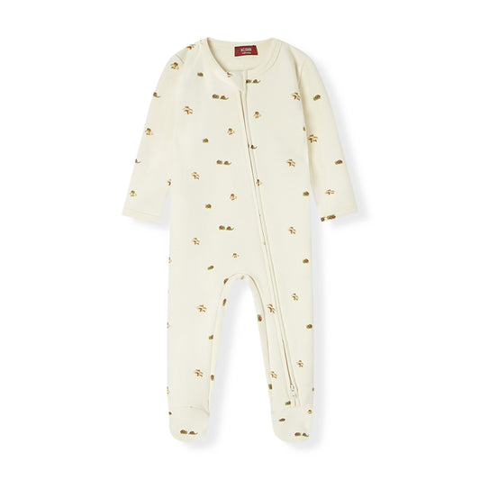 Lil’ Mushroom stretch fleece zipper footed romper (footie pajamas) for babies, warm and easy to wear