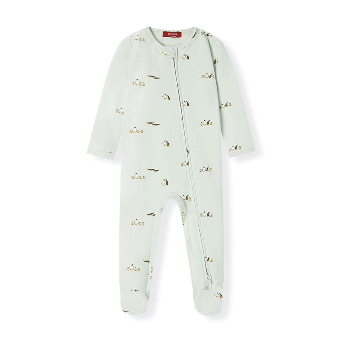 Lil’ Penguin stretch fleece zipper footed romper (footie pajamas) for babies, warm and easy to wear