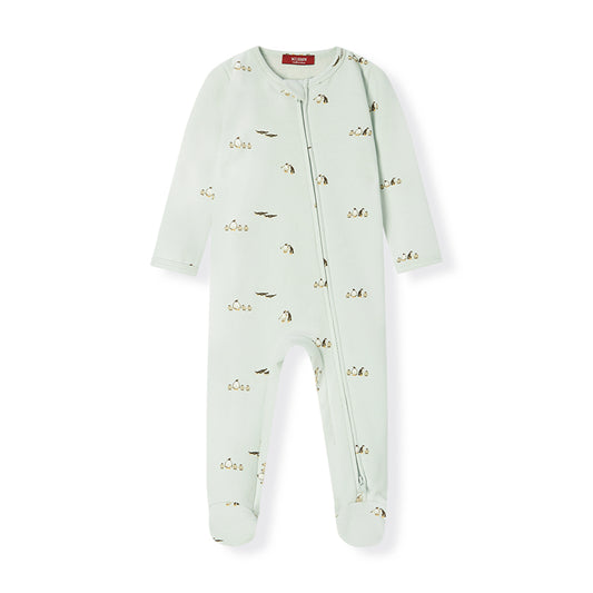 Lil’ Penguin stretch fleece zipper footed romper (footie pajamas) for babies, warm and easy to wear