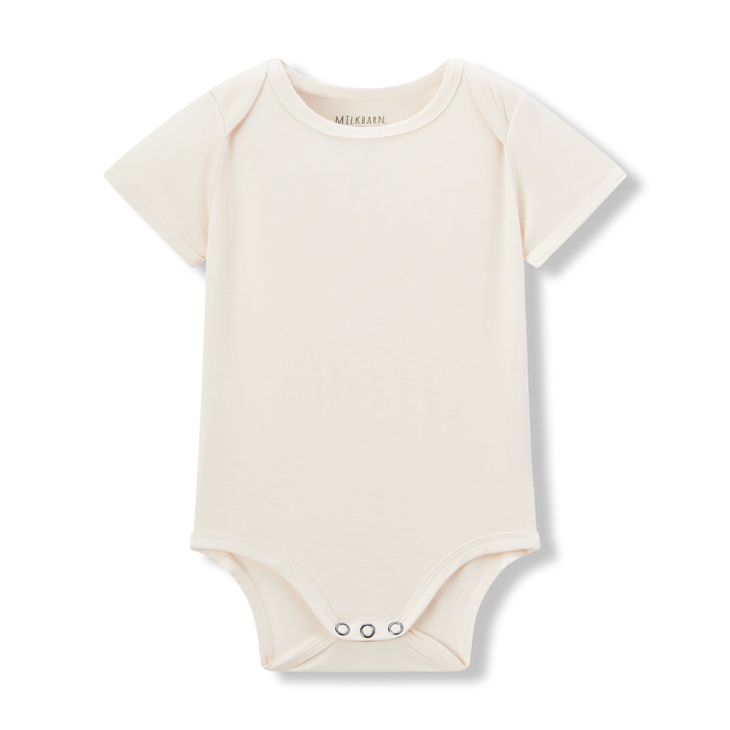 Milkbarn baby short sleeve solid white cream one piece, soft and stretchy 95% viscose bamboo 5% spandex (Luxe Solid) for infants and toddlers